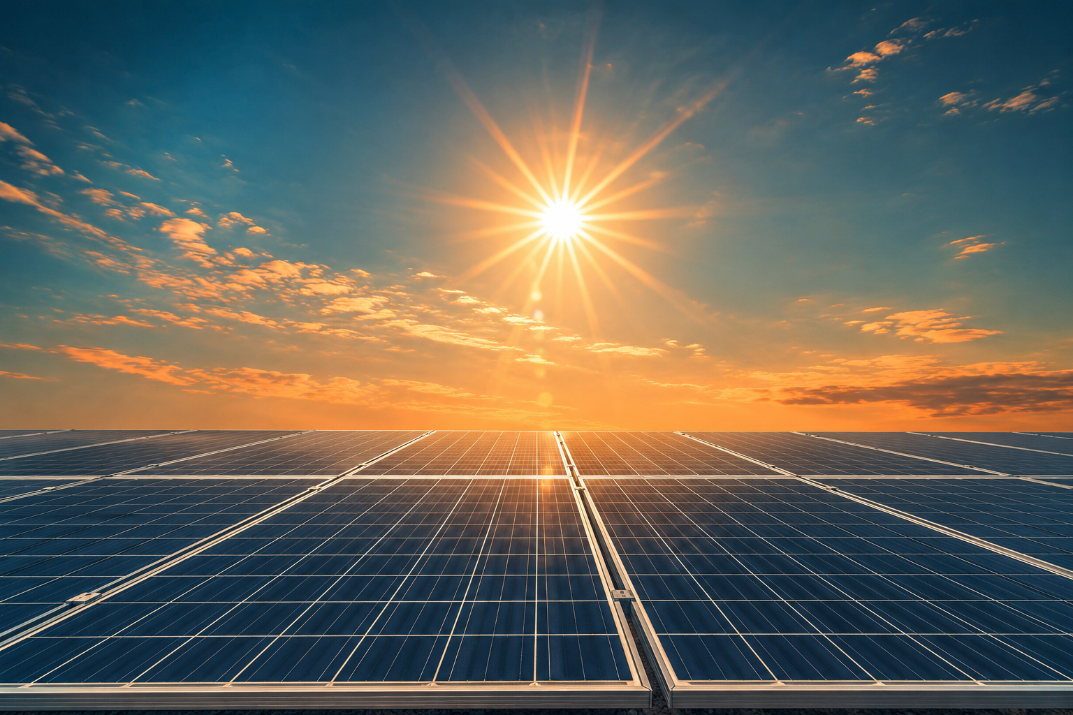 soleil qui se reflète sur des panneaux solaires